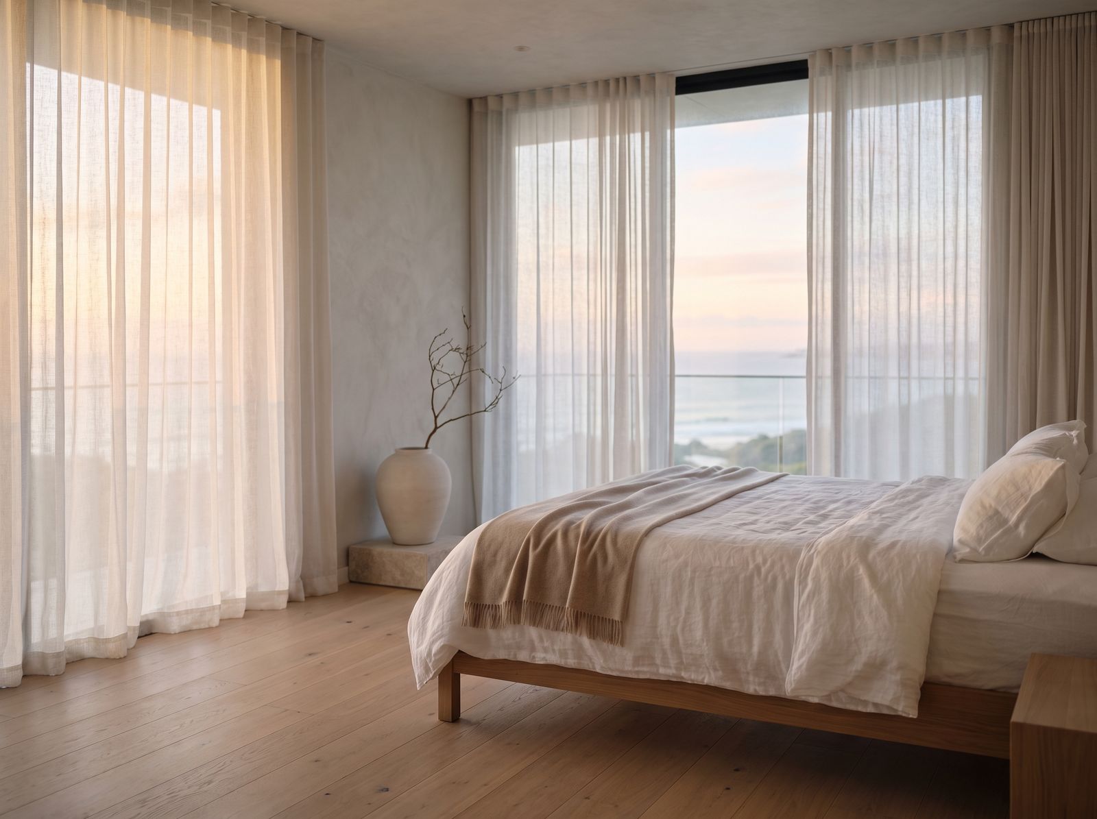 Demonstration frame — suite interior in morning light