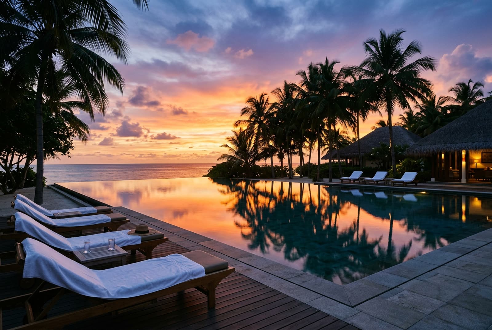 Demonstration frame — infinity pool at sunset